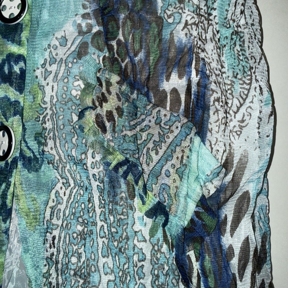 VTG Passion Concept Y2K Crinkle Mesh Jacket XL Blue Paisley Animal Art To Wear - Picture 5 of 8
